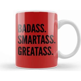 Baskı Dükkanı Deadpool Badass Smartass Greatass Funny Joke Deadpool Parody Beyaz 330 ml Porselen Kupa Bardak