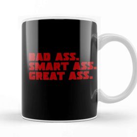 Baskı Dükkanı Deadpool Badass Smartass Greatass Funny Joke Deadpool Parody Beyaz 330 ml Porselen Kupa Bardak
