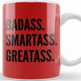 Baskı Dükkanı Deadpool Badass Smartass Greatass Funny Joke Deadpool Parody Beyaz 330 ml Porselen Kupa Bardak