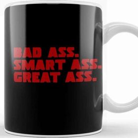 Baskı Dükkanı Deadpool Badass Smartass Greatass Funny Joke Deadpool Parody Beyaz 330 ml Porselen Kupa Bardak