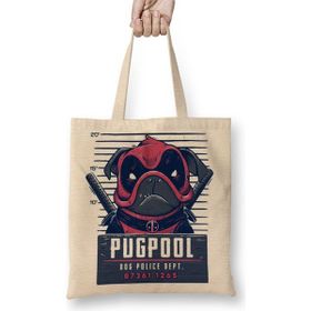 Baskı Dükkanı Deadpool Pugpool Köpek Bez Kadın Günlük Çanta