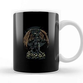 Baskı Dükkanı Death The Grim Reaper Wings Beyaz Porselen Kupa Bardak
