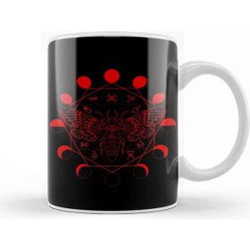 Baskı Dükkanı Deaths Head Moth Blood Moon Alchemical Symbols Beyaz Porselen Kupa Bardak