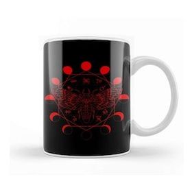 Baskı Dükkanı Deaths Head Moth Blood Moon Alchemical Symbols Beyaz Porselen Kupa Bardak