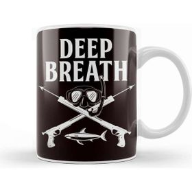 Baskı Dükkanı Deep Breath Spearfishing Fishing Freediving Fish Spearfisher Beyaz Porselen Kupa Bardak