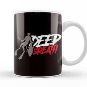 Baskı Dükkanı Deep Breath Spearfishing Fishing Freediving Fish Spearfisher Beyaz Porselen Kupa Bardak