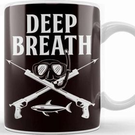 Baskı Dükkanı Deep Breath Spearfishing Fishing Freediving Fish Spearfisher Beyaz Porselen Kupa Bardak