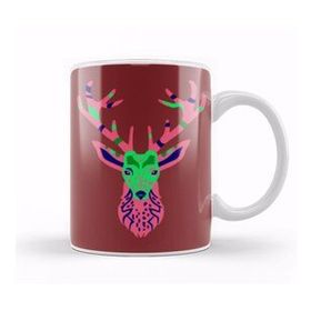 Baskı Dükkanı Deer Artwork Funny Cute Animals Beyaz Porselen Kupa Bardak