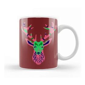 Baskı Dükkanı Deer Artwork Funny Cute Animals Beyaz Porselen Kupa Bardak