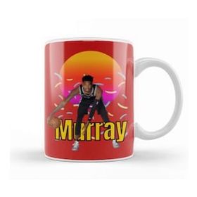 Baskı Dükkanı Dejounte Murray Vintage Art Legend Basketball Gift Beyaz Porselen Kupa Bardak