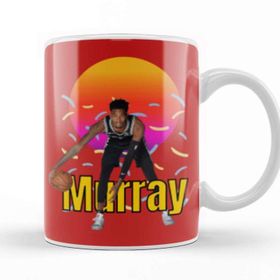 Baskı Dükkanı Dejounte Murray Vintage Art Legend Basketball Gift Beyaz Porselen Kupa Bardak