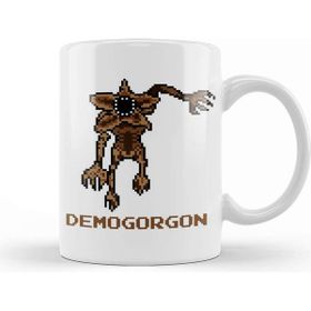 Baskı Dükkanı Demogorgon Pixel Character Beyaz Porselen Kupa Bardak
