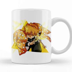 Baskı Dükkanı Demon Slayer Thunder Breath Zenitsu Beyaz Porselen Kupa Bardak