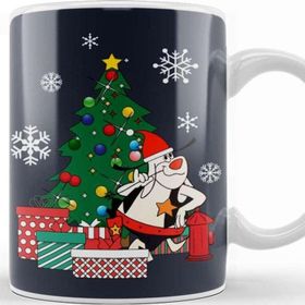 Baskı Dükkanı Deputy Dawg Around The Christmas Tree Beyaz Porselen Kupa Bardak