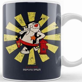 Baskı Dükkanı Deputy Dawg Retro Japanese Beyaz Porselen Kupa Bardak