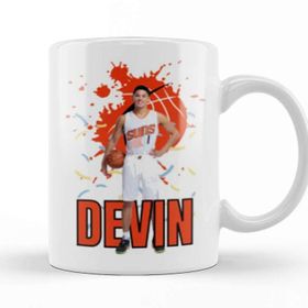 Baskı Dükkanı Devin Booker Vintage Aart Legend Basketball Gift Vintage Retro Style Beyaz Kupa Bardak