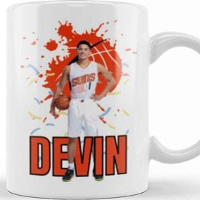 Baskı Dükkanı Devin Booker Vintage Aart Legend Basketball Gift Vintage Retro Style Beyaz Kupa Bardak