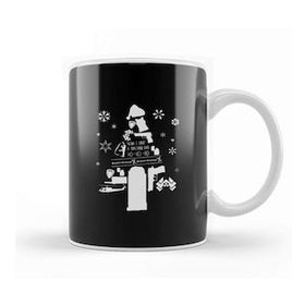 Baskı Dükkanı Die Hard Christmas Tree Silhouette Beyaz Kupa Bardak