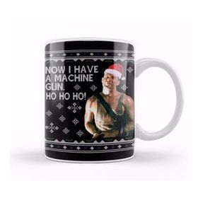 Baskı Dükkanı Die Hard Ho Ho Ho Machine Gun Christmas Kint Beyaz Kupa Bardak
