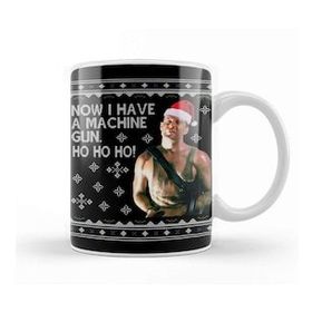 Baskı Dükkanı Die Hard Ho Ho Ho Machine Gun Christmas Kint Beyaz Kupa Bardak