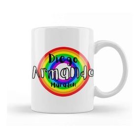 Baskı Dükkanı Diego Armando Maradon Retro Rainbow Style Kupa Bardak
