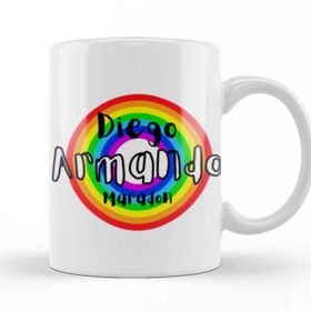 Baskı Dükkanı Diego Armando Maradon Retro Rainbow Style Kupa Bardak