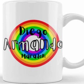 Baskı Dükkanı Diego Armando Maradon Retro Rainbow Style Kupa Bardak