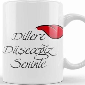 Baskı Dükkanı Dillere Düşeceğiz Senin Komik Kupa Bardak