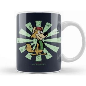 Baskı Dükkanı Ding A Ling Wolf Retro Japanese Beyaz Porselen Kupa Bardak