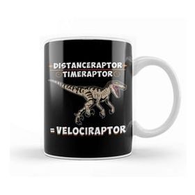 Baskı Dükkanı Distanceraptor Timeraptor Velociraptor Pun Beyaz Porselen Kupa Bardak