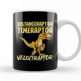 Baskı Dükkanı Distanceraptor Timeraptor Velociraptor Pun Beyaz Porselen Kupa Bardak