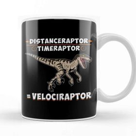 Baskı Dükkanı Distanceraptor Timeraptor Velociraptor Pun Beyaz Porselen Kupa Bardak