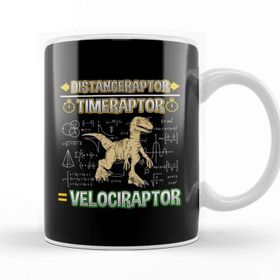 Baskı Dükkanı Distanceraptor Timeraptor Velociraptor Pun Beyaz Porselen Kupa Bardak