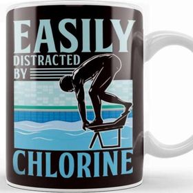 Baskı Dükkanı Distracted By Chlorine Swimmer Swimming Pool Swim Athlete Beyaz Porselen Kupa Bardak