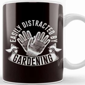 Baskı Dükkanı Distracted By Gardening Gardener Garden Plants Flowers Lawn Beyaz Porselen Kupa Bardak