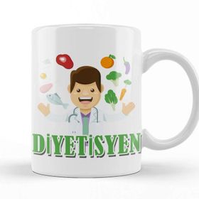 Baskı Dükkanı Diyetisyen Beyaz Porselen Kupa Bardak