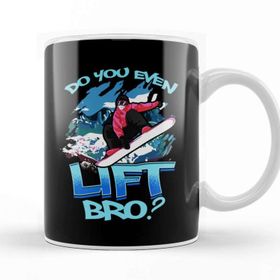 Baskı Dükkanı Do You Even Lift Bro Ski Lift Pun Snowboard Ski Beyaz Porselen Kupa Bardak