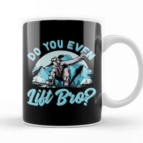 Baskı Dükkanı Do You Even Lift Bro Ski Lift Pun Snowboard Ski Beyaz Porselen Kupa Bardak
