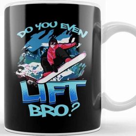 Baskı Dükkanı Do You Even Lift Bro Ski Lift Pun Snowboard Ski Beyaz Porselen Kupa Bardak
