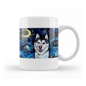 Baskı Dükkanı Dog Husky Night 2 Kupa Bardak