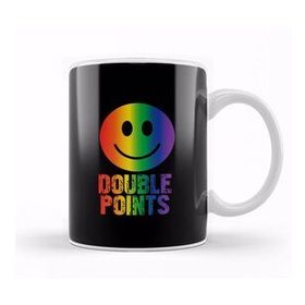 Baskı Dükkanı Double Points Smiley Face Beyaz 330 ml Porselen Kupa Bardak