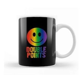 Baskı Dükkanı Double Points Smiley Face Beyaz 330 ml Porselen Kupa Bardak