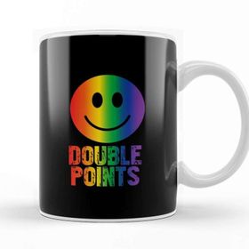 Baskı Dükkanı Double Points Smiley Face Beyaz 330 ml Porselen Kupa Bardak
