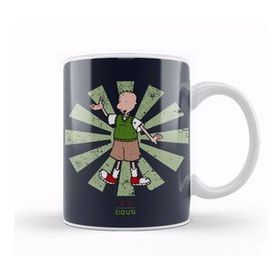 Baskı Dükkanı Doug Retro Japanese Porselen Beyaz Kupa Bardak