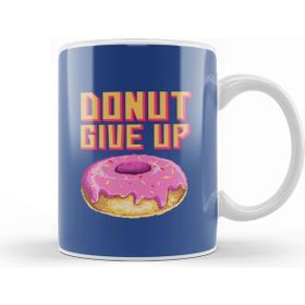 Baskı Dükkanı Doughnut Retro Pixel Donut Give Up Porselen Beyaz Kupa Bardak