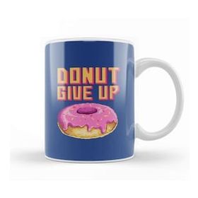 Baskı Dükkanı Doughnut Retro Pixel Donut Give Up Porselen Beyaz Kupa Bardak