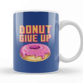 Baskı Dükkanı Doughnut Retro Pixel Donut Give Up Porselen Beyaz Kupa Bardak