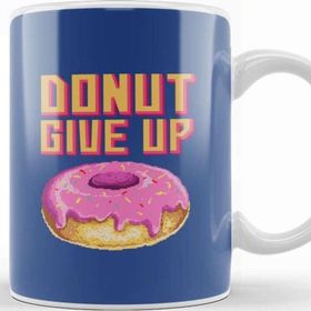 Baskı Dükkanı Doughnut Retro Pixel Donut Give Up Porselen Beyaz Kupa Bardak