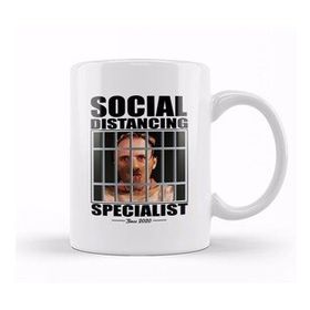 Baskı Dükkanı Dr Hannibal Lecter Social Distancing Specialist Tasse Porselen Beyaz Kupa Bardak