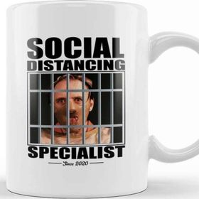 Baskı Dükkanı Dr Hannibal Lecter Social Distancing Specialist Tasse Porselen Beyaz Kupa Bardak